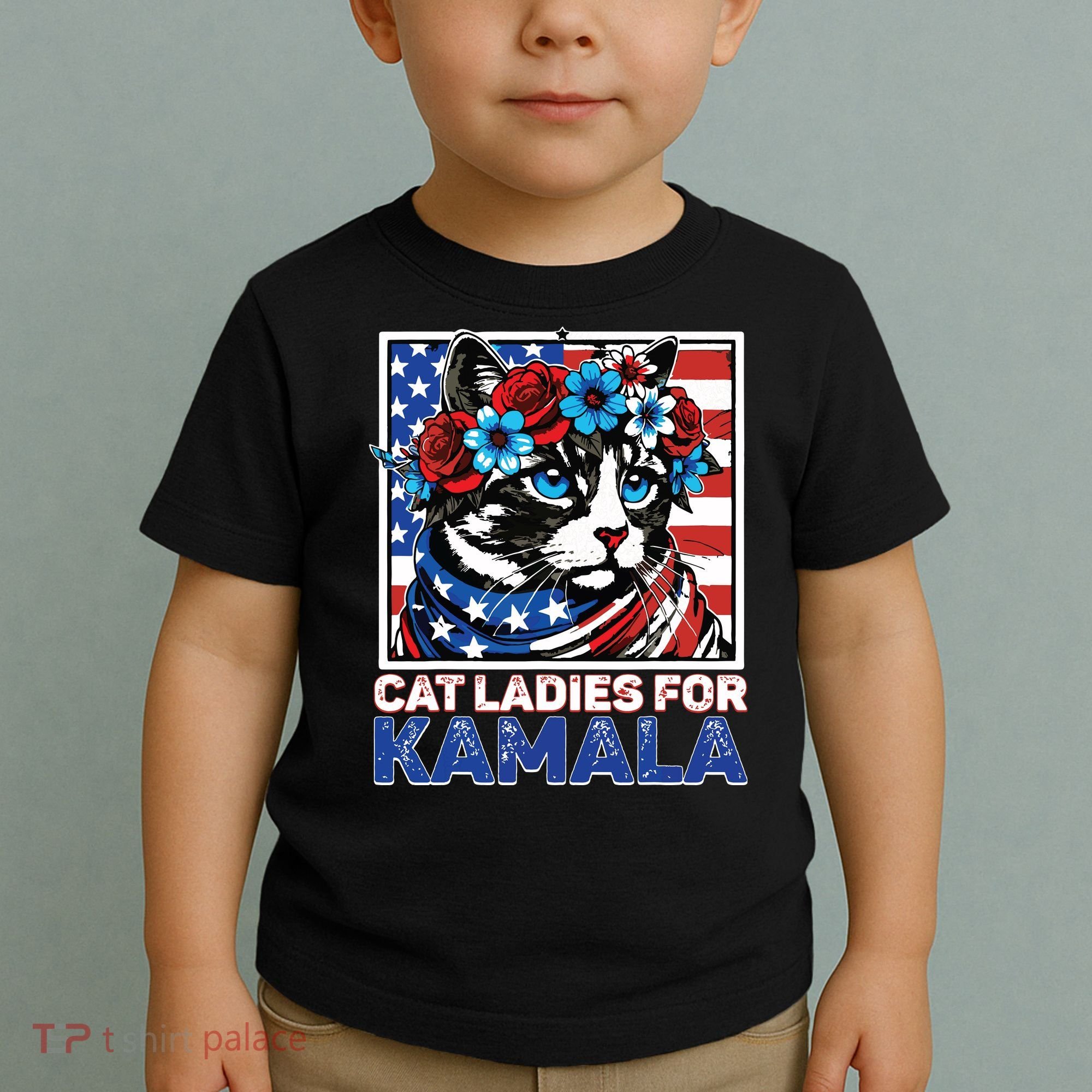 Cat Ladies For Kamala Funny Cat 2024 President Kamalaharris Toddler T-Shirt