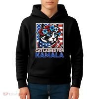 Cat Ladies For Kamala Funny Cat 2024 President Kamalaharris Kids Hoodie thumb 4