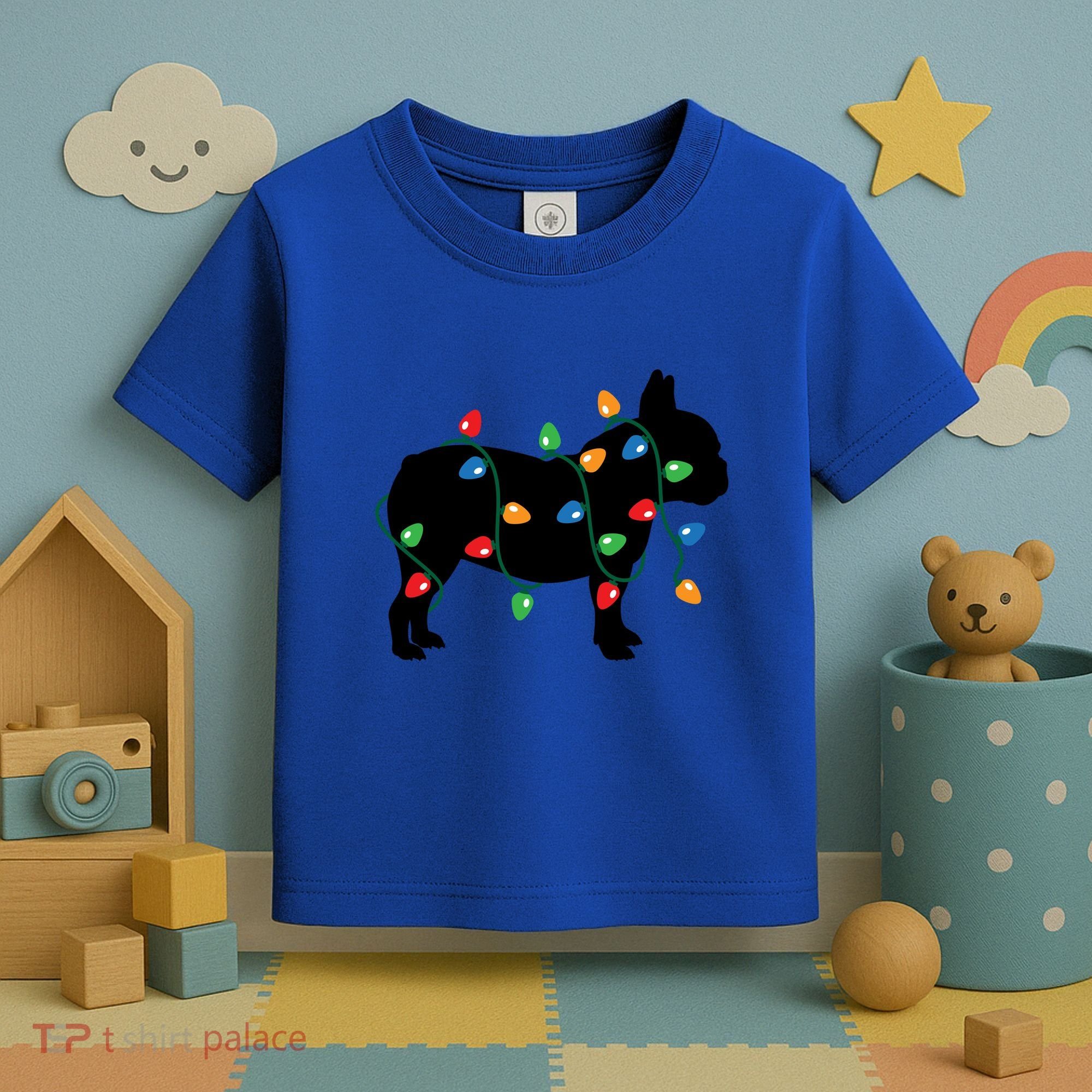 Christmas Lights French Bulldog Dog Lover Gift Toddler T-Shirt