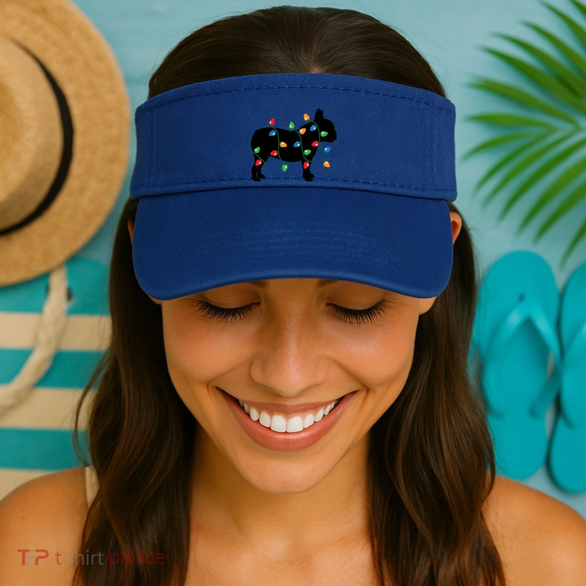 Christmas Lights French Bulldog Dog Lover Gift Visor