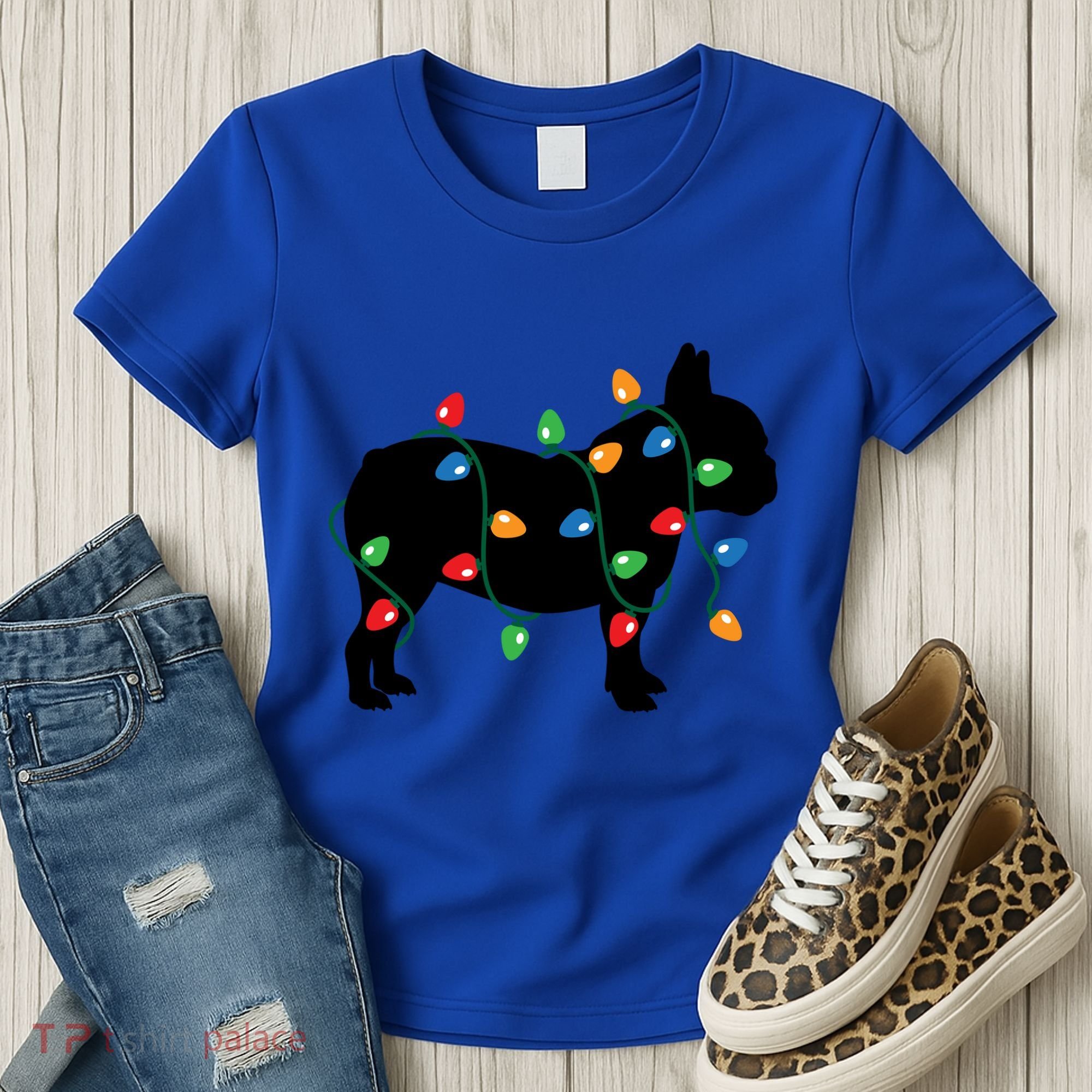 Christmas Lights French Bulldog Dog Lover Gift Women's T-Shirt