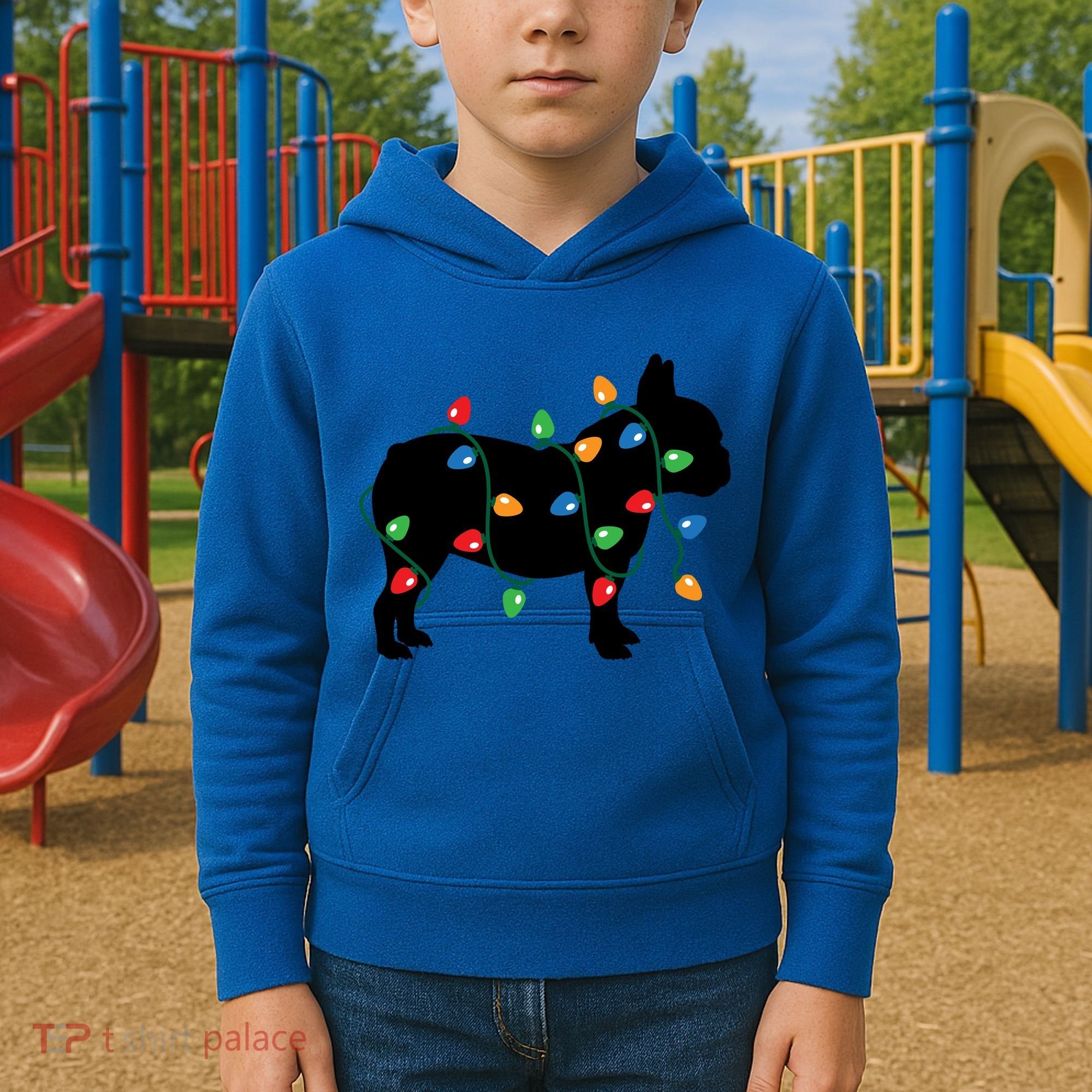 Christmas Lights French Bulldog Dog Lover Gift Kids Hoodie