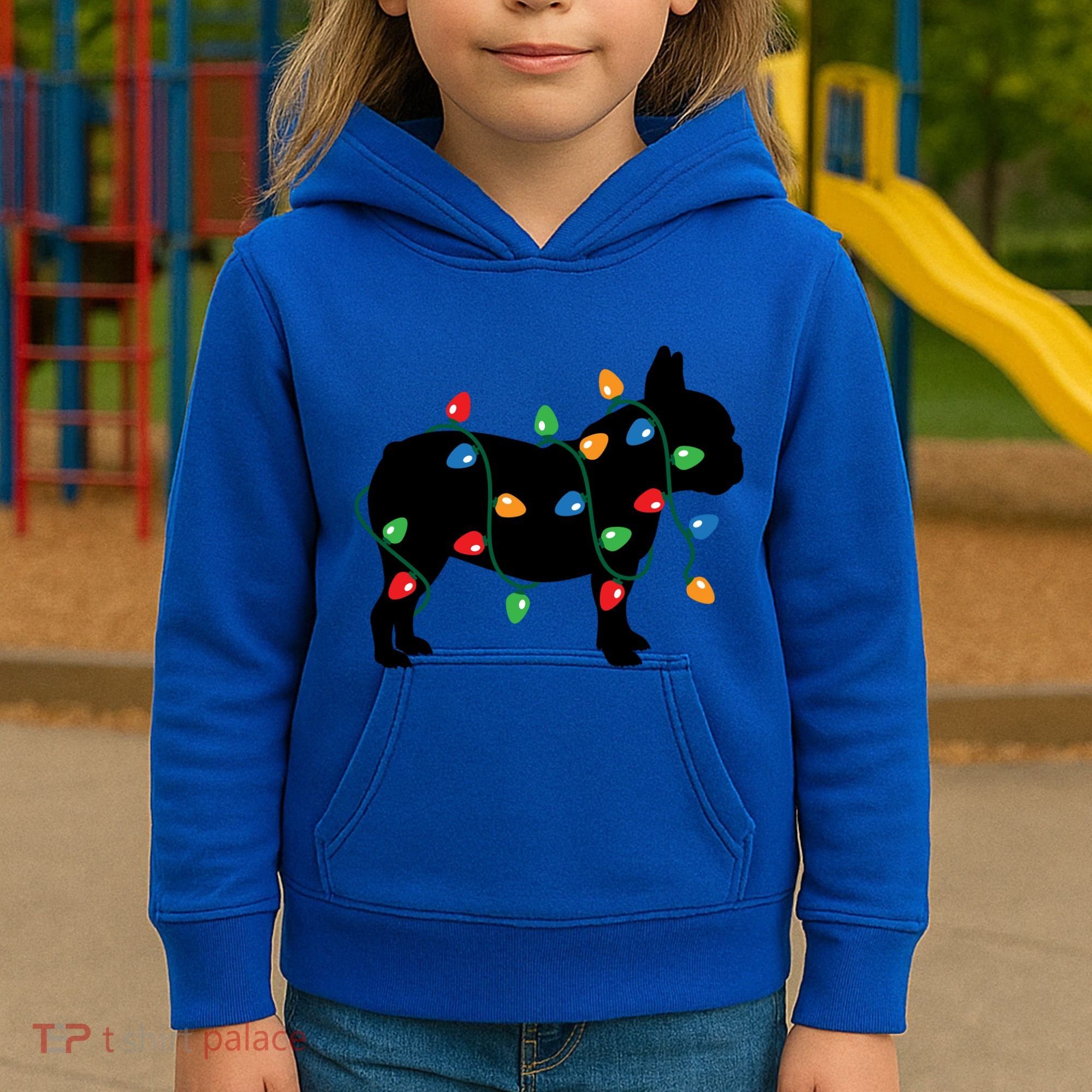 Christmas Lights French Bulldog Dog Lover Gift Kids Hoodie