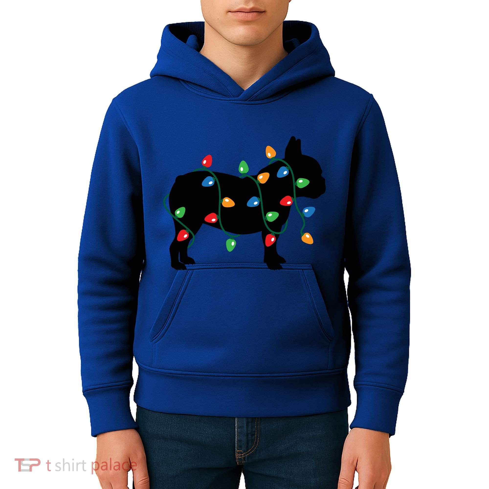 Christmas Lights French Bulldog Dog Lover Gift Kids Hoodie