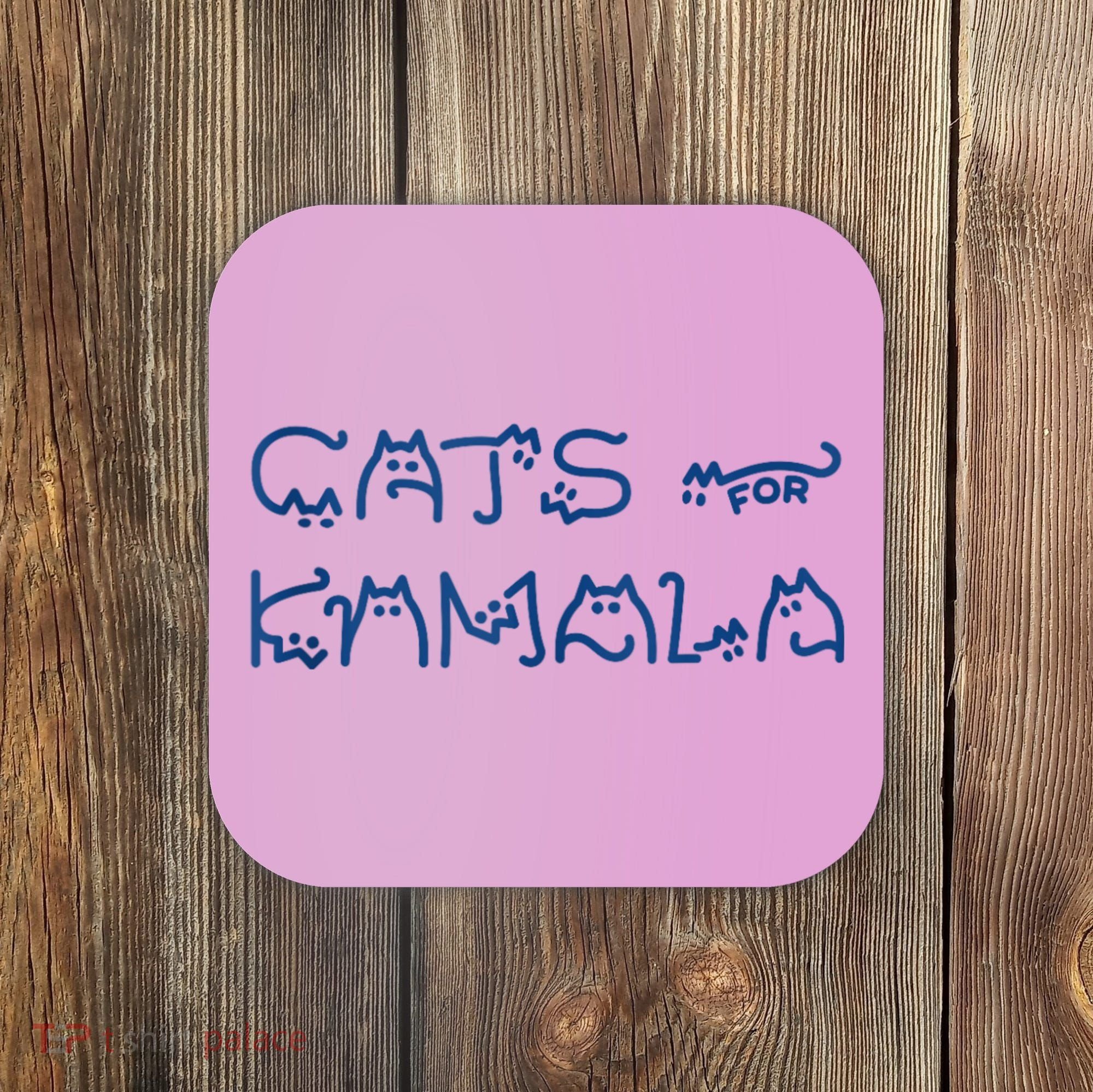Cat Ladies For Kamala Cat Typography Alphabet Cute Simple Coaster