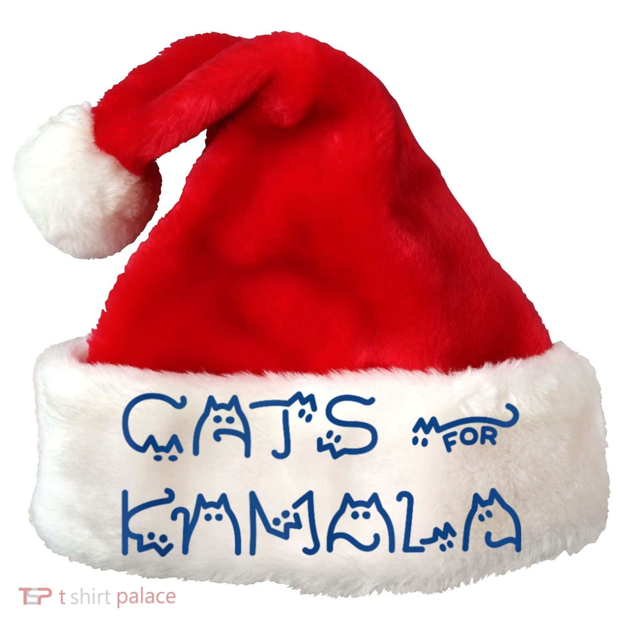 Cat Ladies For Kamala Cat Typography Alphabet Cute Simple Santa Hat