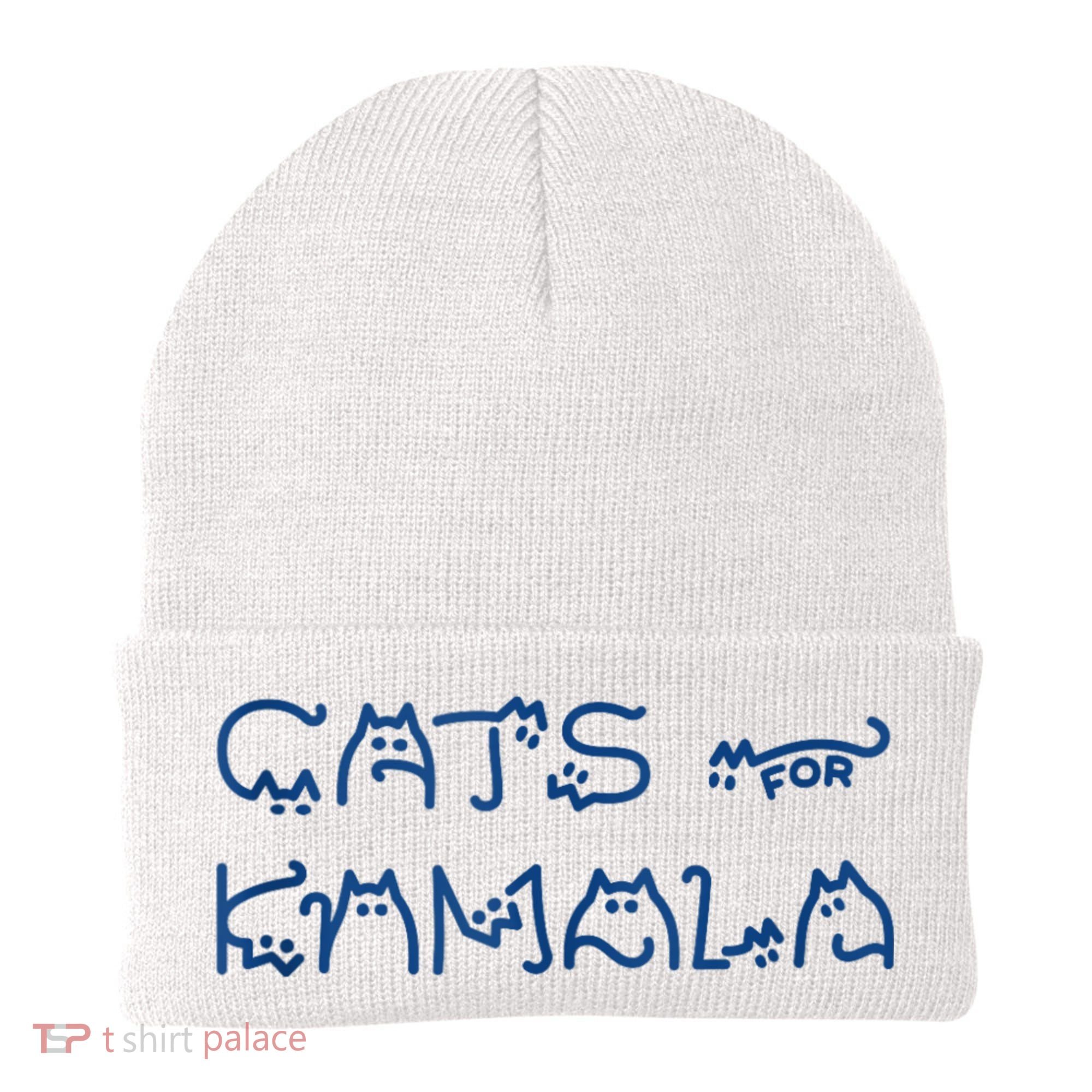 Cat Ladies For Kamala Cat Typography Alphabet Cute Simple Beanie