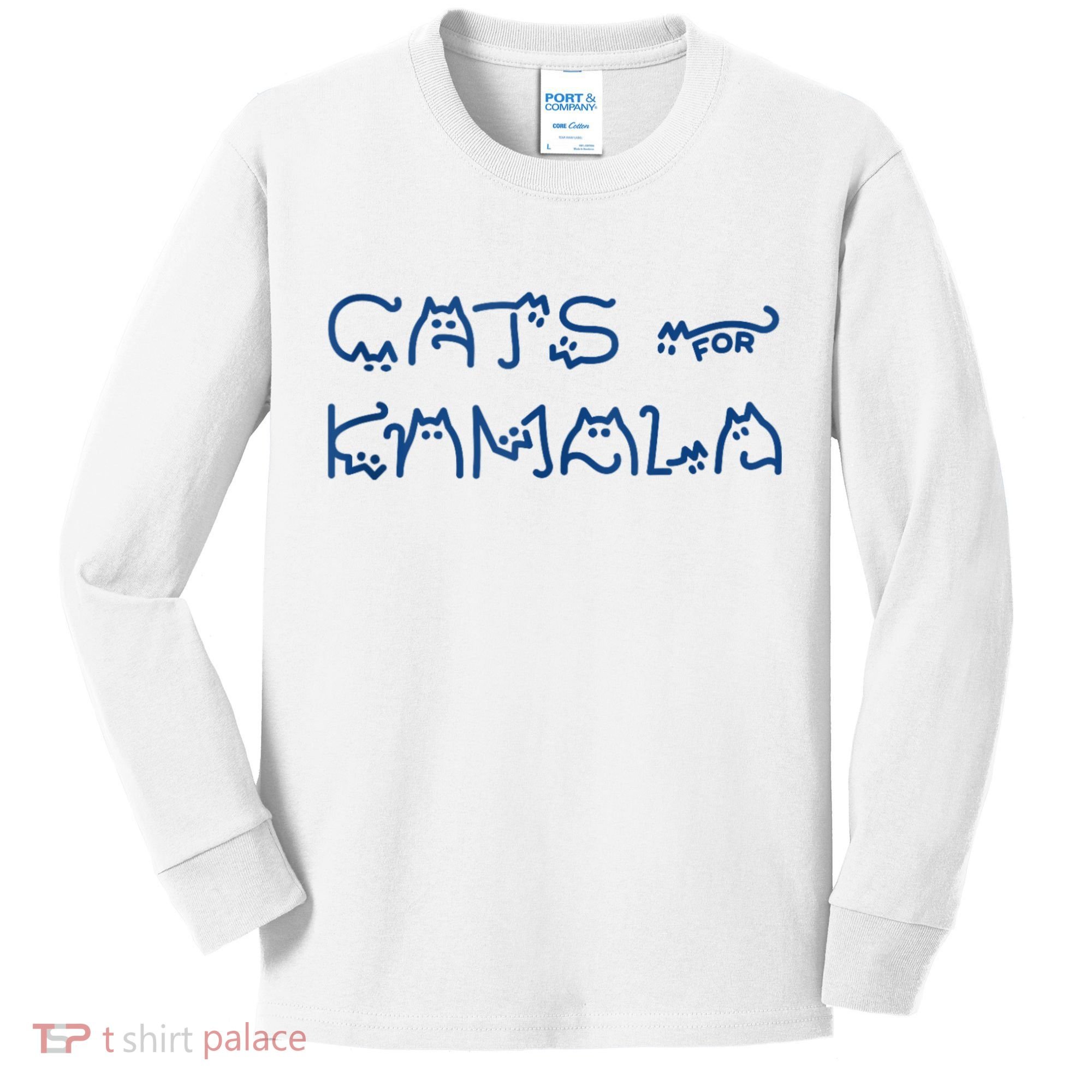 Cat Ladies For Kamala Cat Typography Alphabet Cute Simple Kids Long Sleeve Shirt