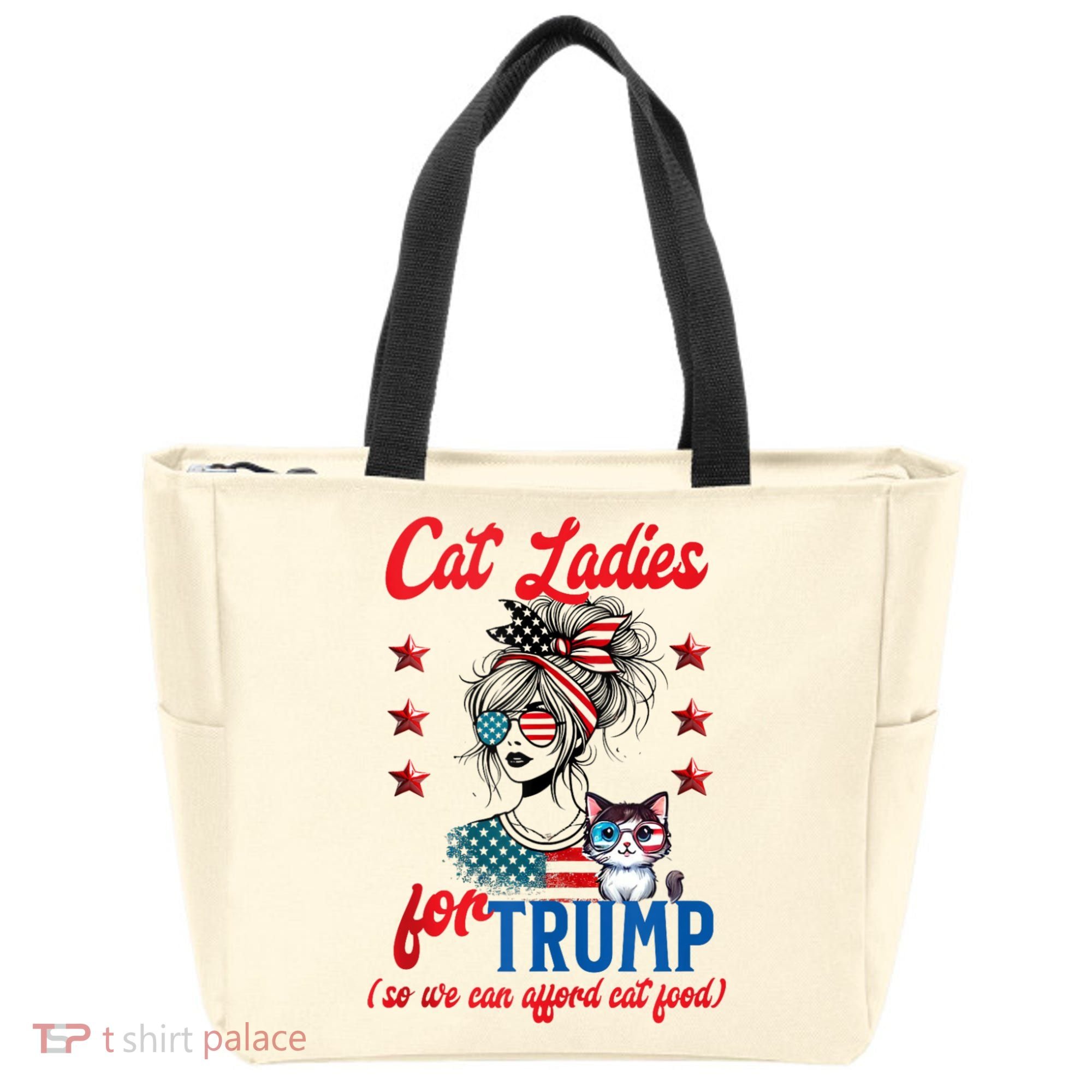 Cat Lady For Trump Funny Political Tote Bag