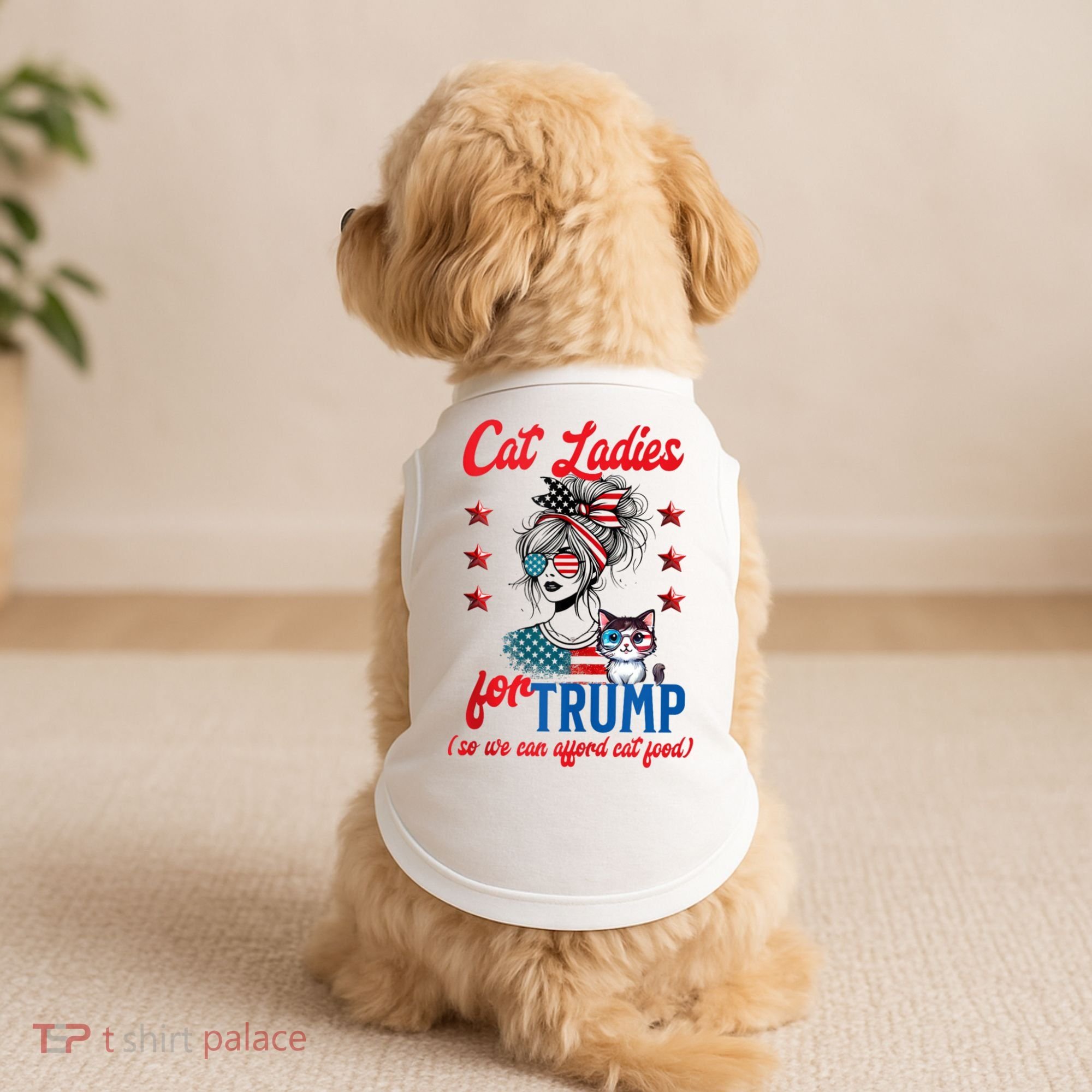 Cat Lady For Trump Funny Political Doggie Tank