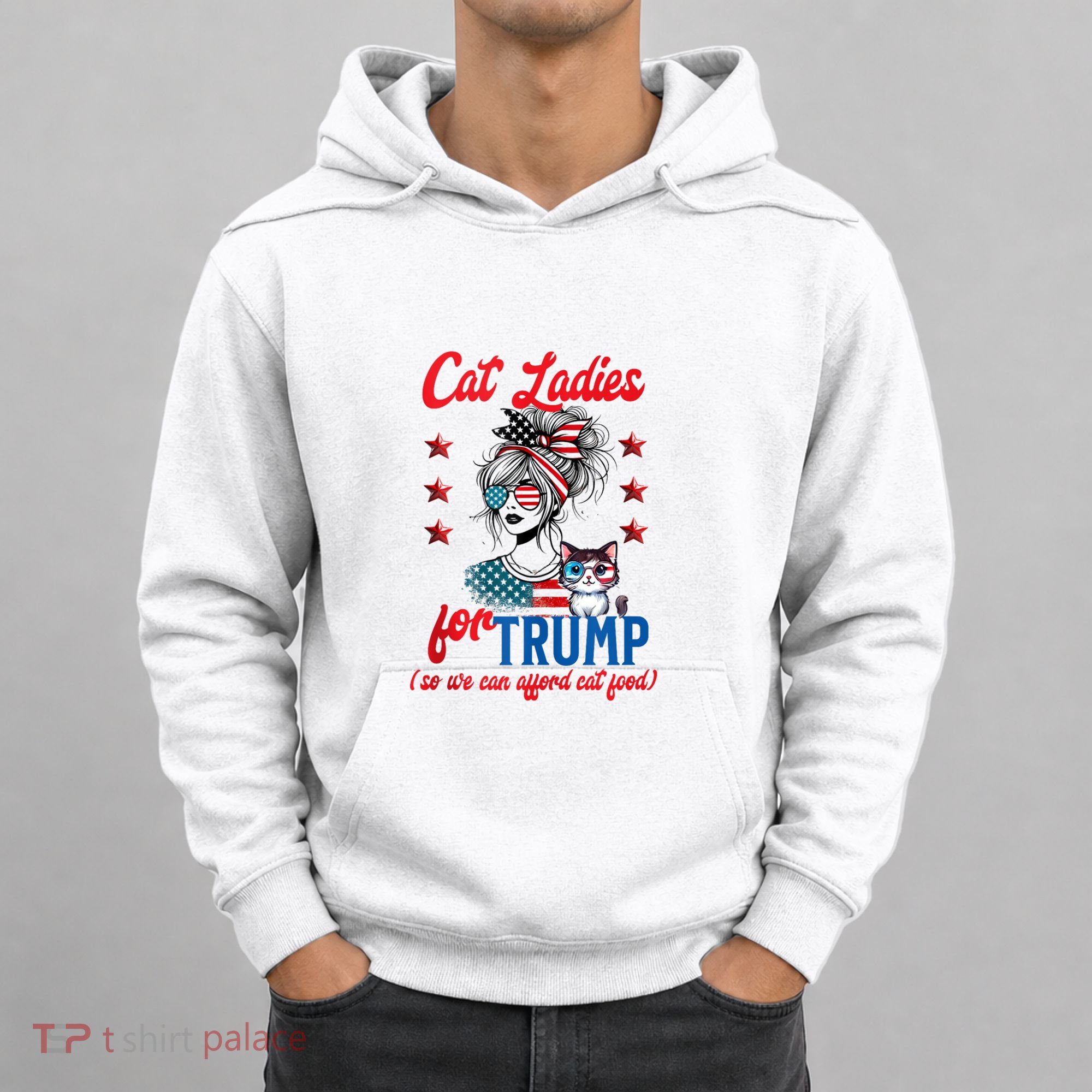 Cat Lady For Trump Funny Political Hoodie