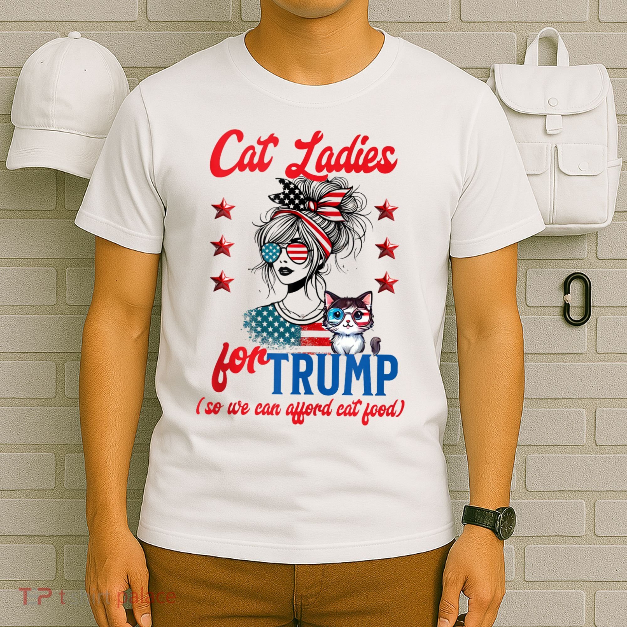 Cat Lady For Trump Funny Political T-Shirt