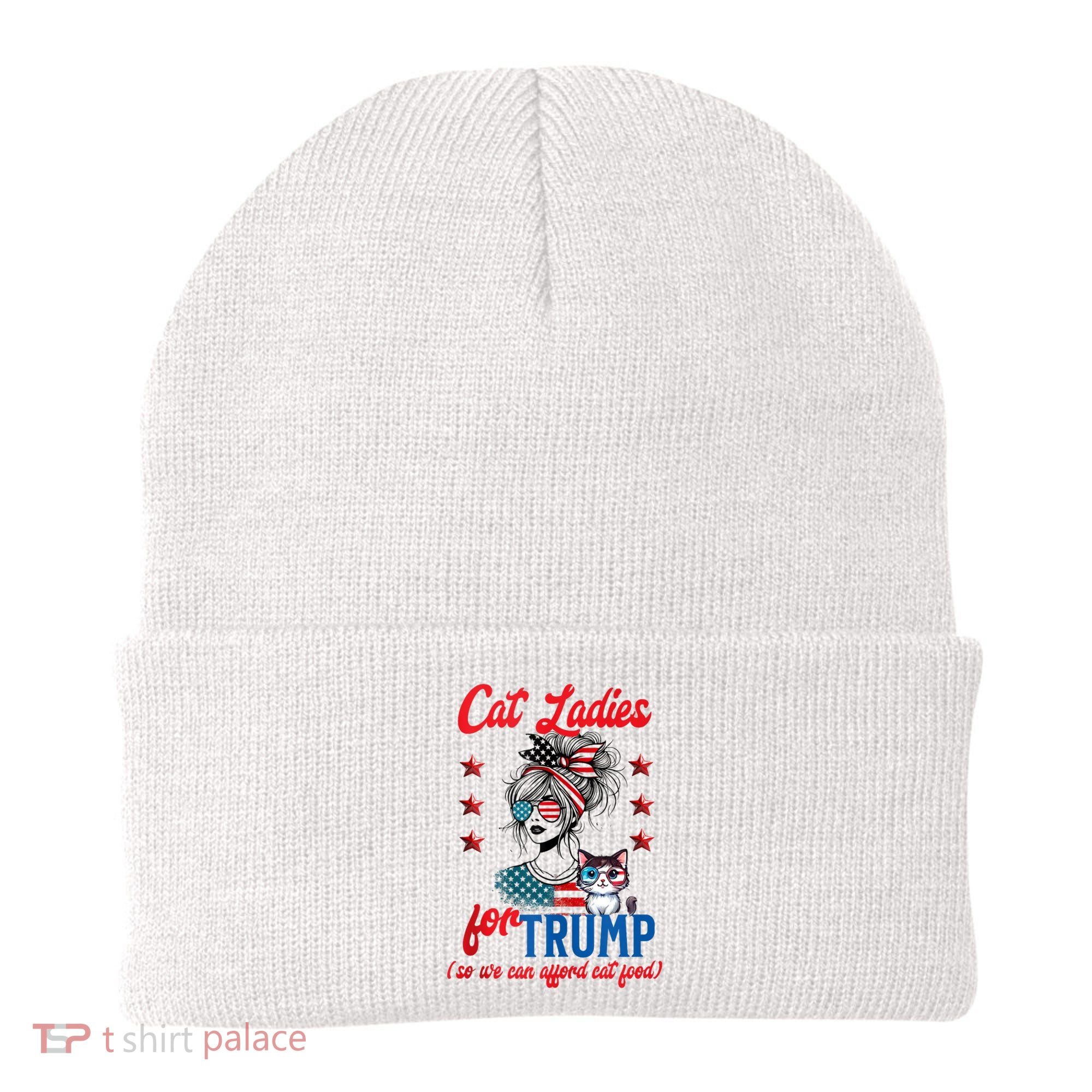 Cat Lady For Trump Funny Political Beanie