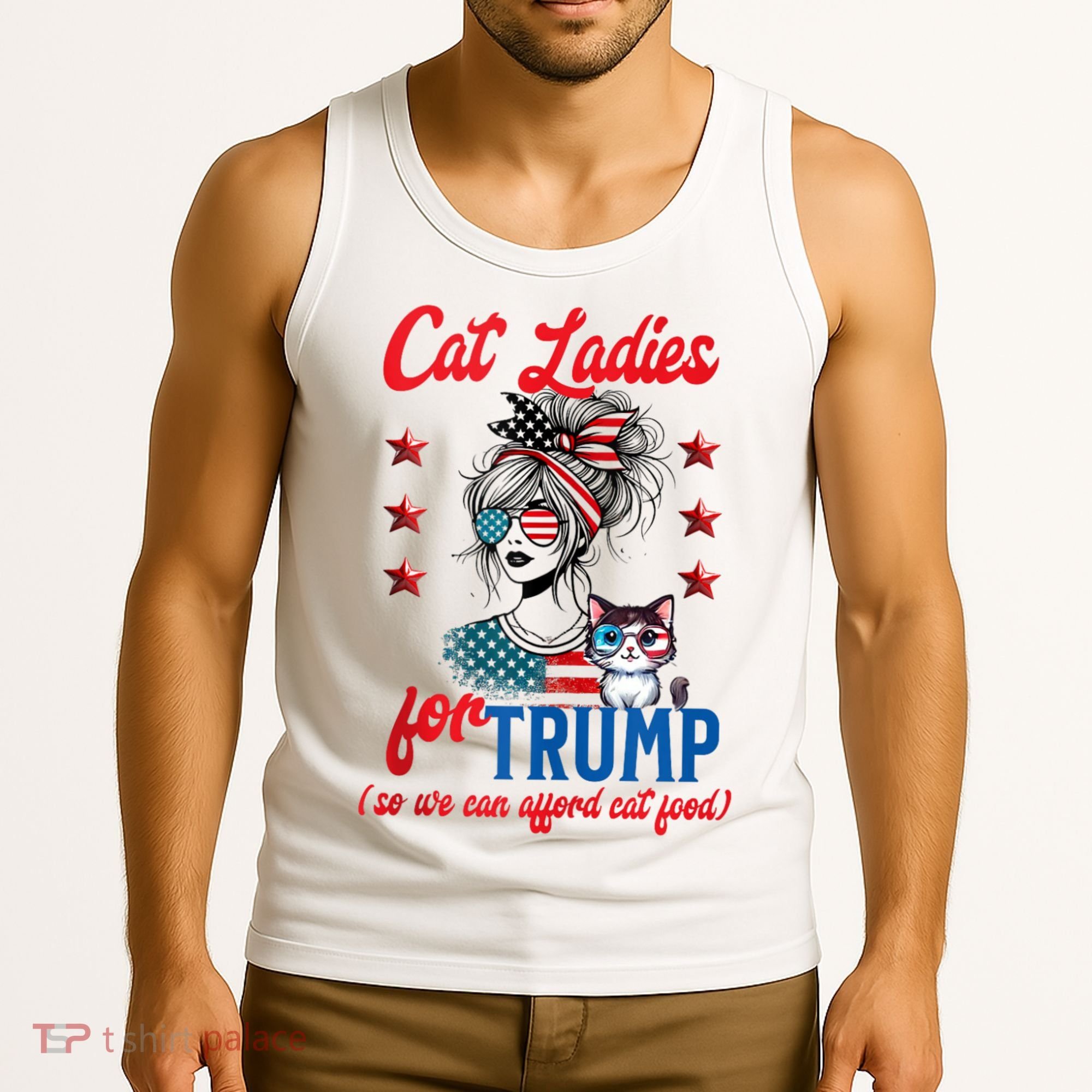 Cat Lady For Trump Funny Political Tank Top