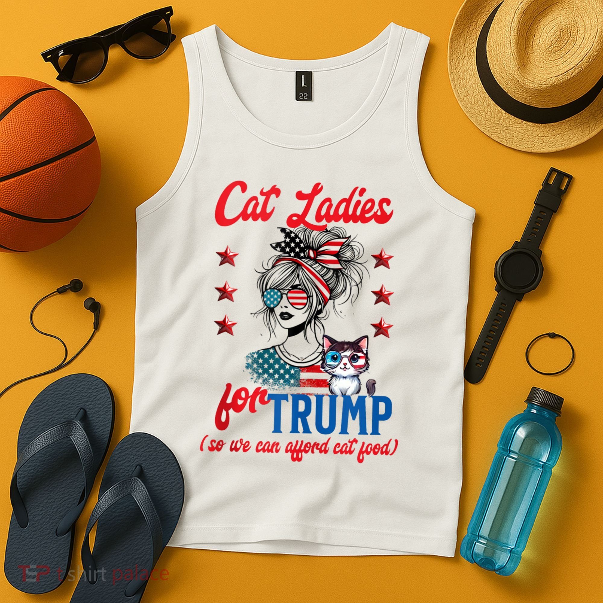 Cat Lady For Trump Funny Political Tank Top