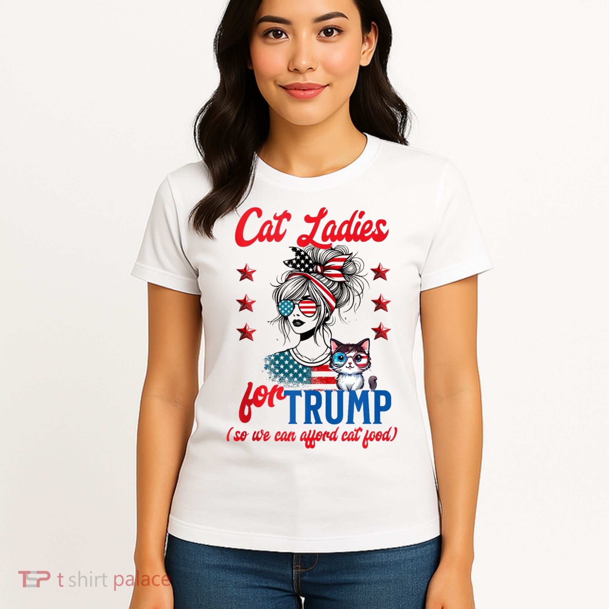 Cat Lady For Trump Funny Political Women's T-Shirt