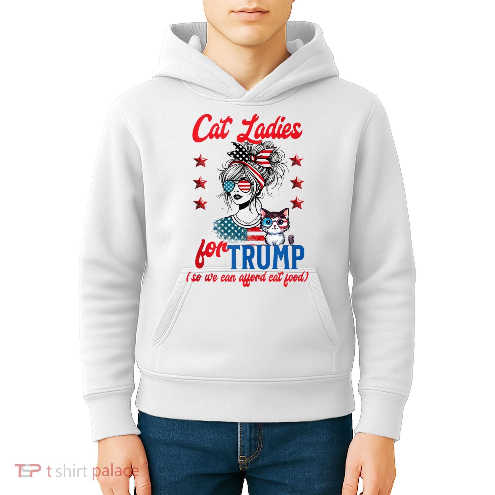 Cat Lady For Trump Funny Political Kids Hoodie