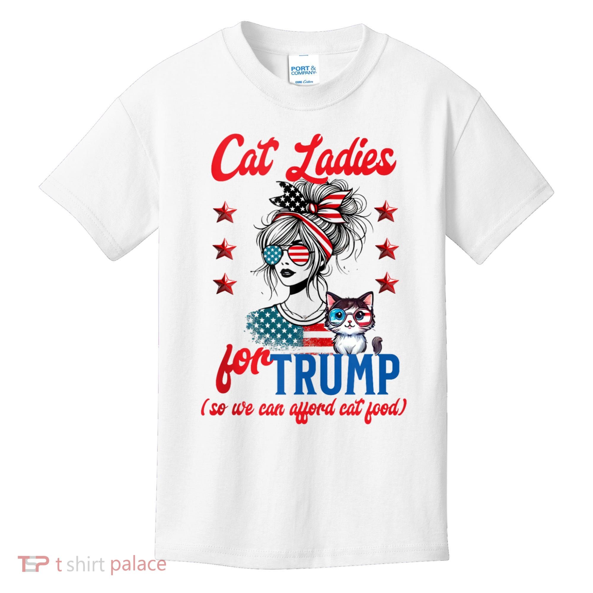 Cat Lady For Trump Funny Political Kids T-Shirt