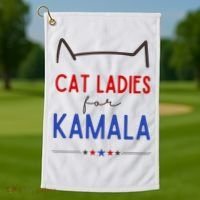 Cat Ladies For Kamala Cat Lady For Women Feminist Golf Towel thumb 1
