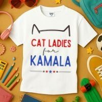 Cat Ladies For Kamala Cat Lady For Women Feminist Kids T-Shirt thumb 3