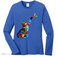 Cat Ladies For Kamala Funny Cat 2024 President Kamala Harris Cool Gift Women's Long Sleeve Shirt thumb 0