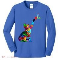 Cat Ladies For Kamala Funny Cat 2024 President Kamala Harris Cool Gift Kids Long Sleeve Shirt thumb 0