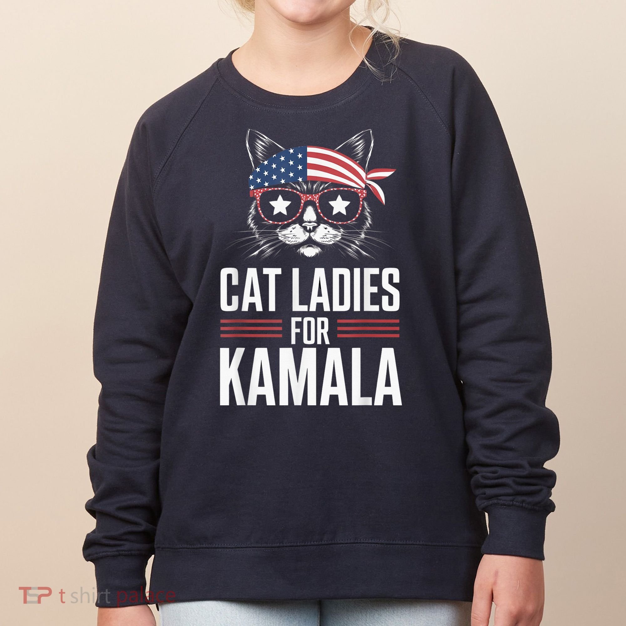 Cat Ladies For Kamala Funny Cat 2024 President Kamalaharris Women's Sweatshirt