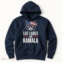 Cat Ladies For Kamala Funny Cat 2024 President Kamalaharris Hoodie thumb 0