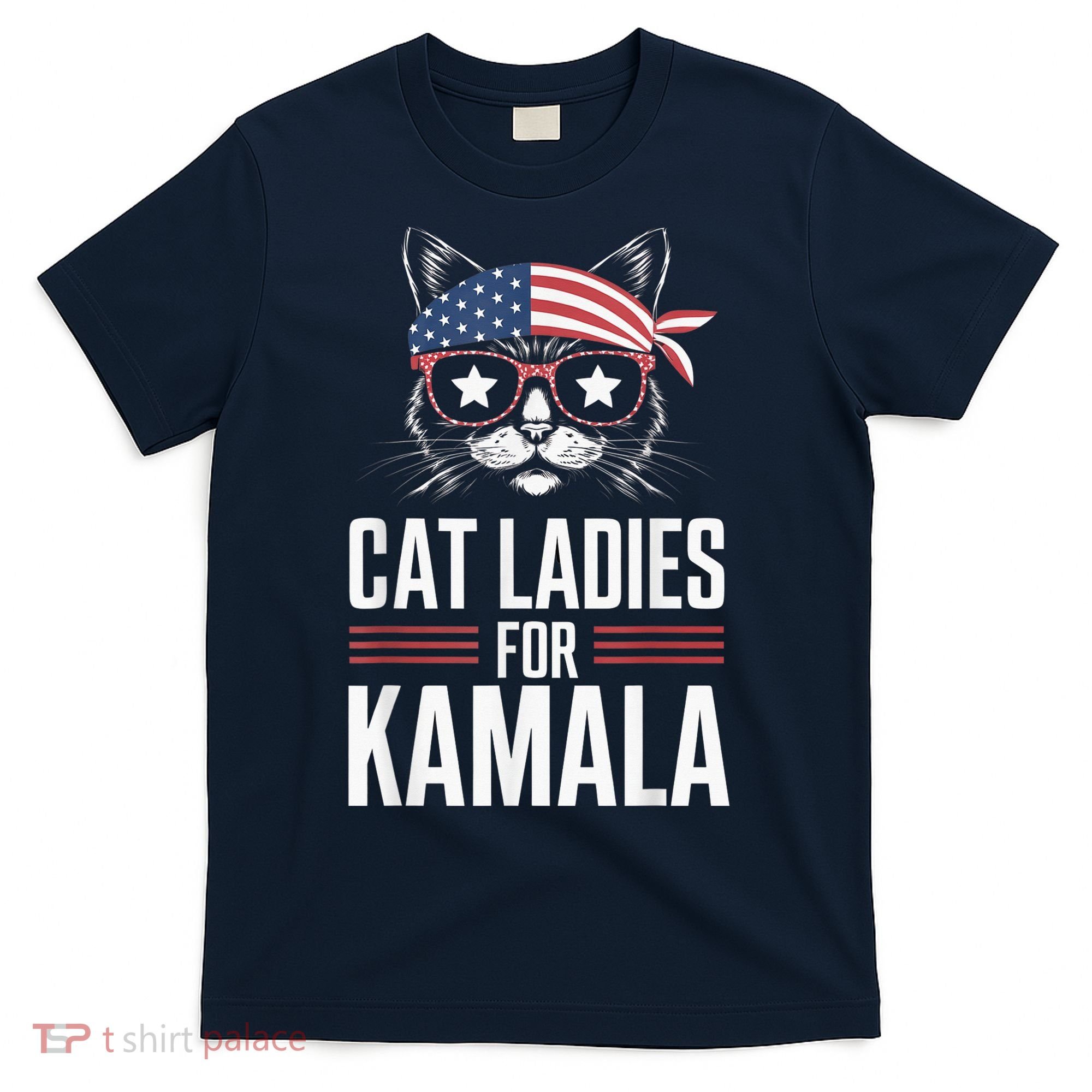 Cat Ladies For Kamala Funny Cat 2024 President Kamalaharris T-Shirt