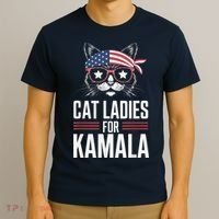 Cat Ladies For Kamala Funny Cat 2024 President Kamalaharris T-Shirt thumb 3