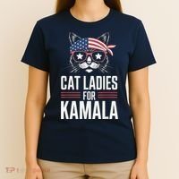 Cat Ladies For Kamala Funny Cat 2024 President Kamalaharris T-Shirt thumb 4