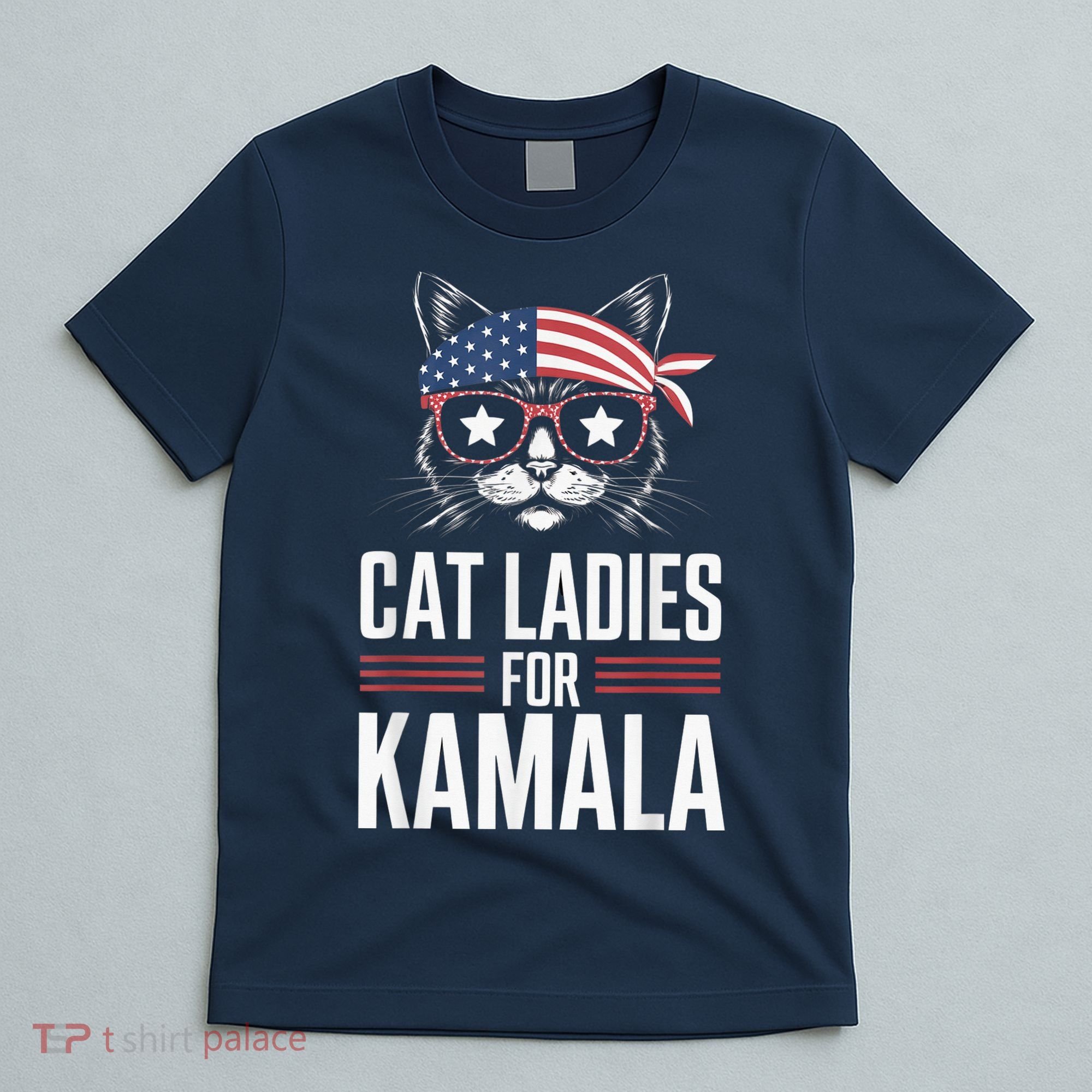 Cat Ladies For Kamala Funny Cat 2024 President Kamalaharris T-Shirt