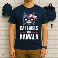 Cat Ladies For Kamala Funny Cat 2024 President Kamalaharris T-Shirt thumb 6