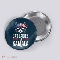 Cat Ladies For Kamala Funny Cat 2024 President Kamalaharris Button thumb 0
