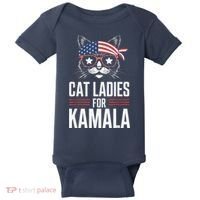 Cat Ladies For Kamala Funny Cat 2024 President Kamalaharris Baby Bodysuit thumb 0