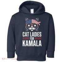 Cat Ladies For Kamala Funny Cat 2024 President Kamalaharris Toddler Hoodie thumb 0