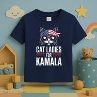 Cat Ladies For Kamala Funny Cat 2024 President Kamalaharris Toddler T-Shirt thumb 3