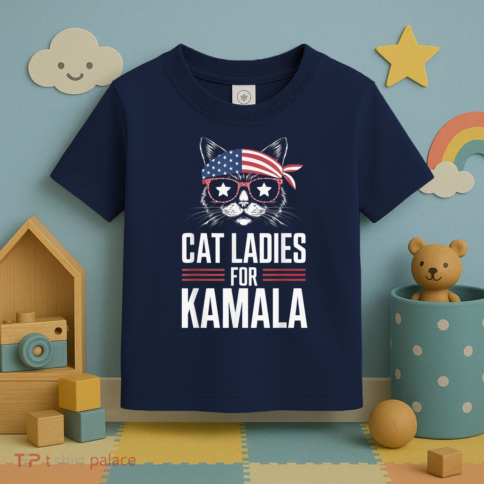 Cat Ladies For Kamala Funny Cat 2024 President Kamalaharris Toddler T-Shirt