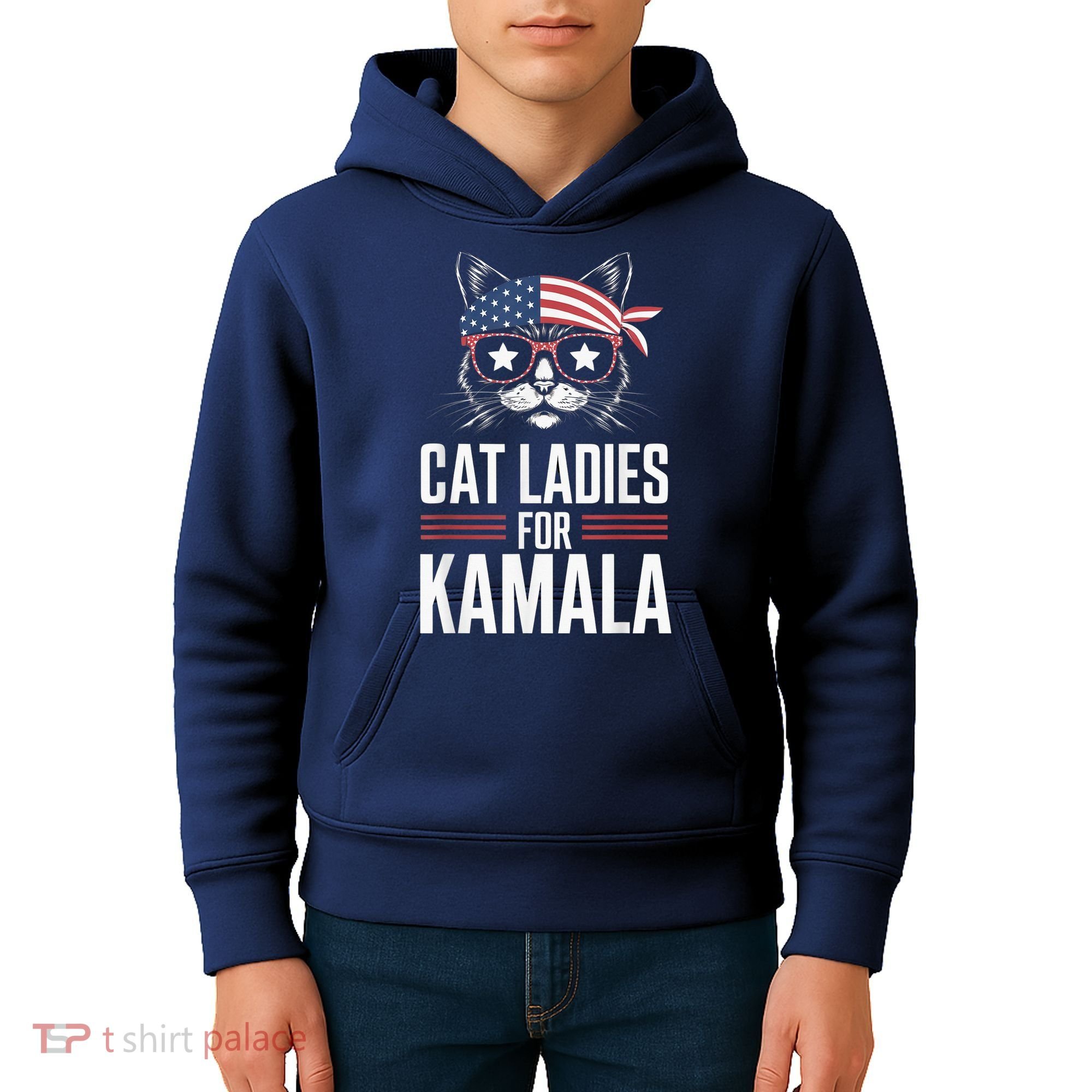 Cat Ladies For Kamala Funny Cat 2024 President Kamalaharris Kids Hoodie