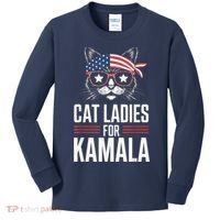Cat Ladies For Kamala Funny Cat 2024 President Kamalaharris Kids Long Sleeve Shirt thumb 0