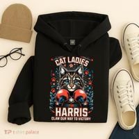 Cat Ladies For Harris For President 2024 Hoodie thumb 4