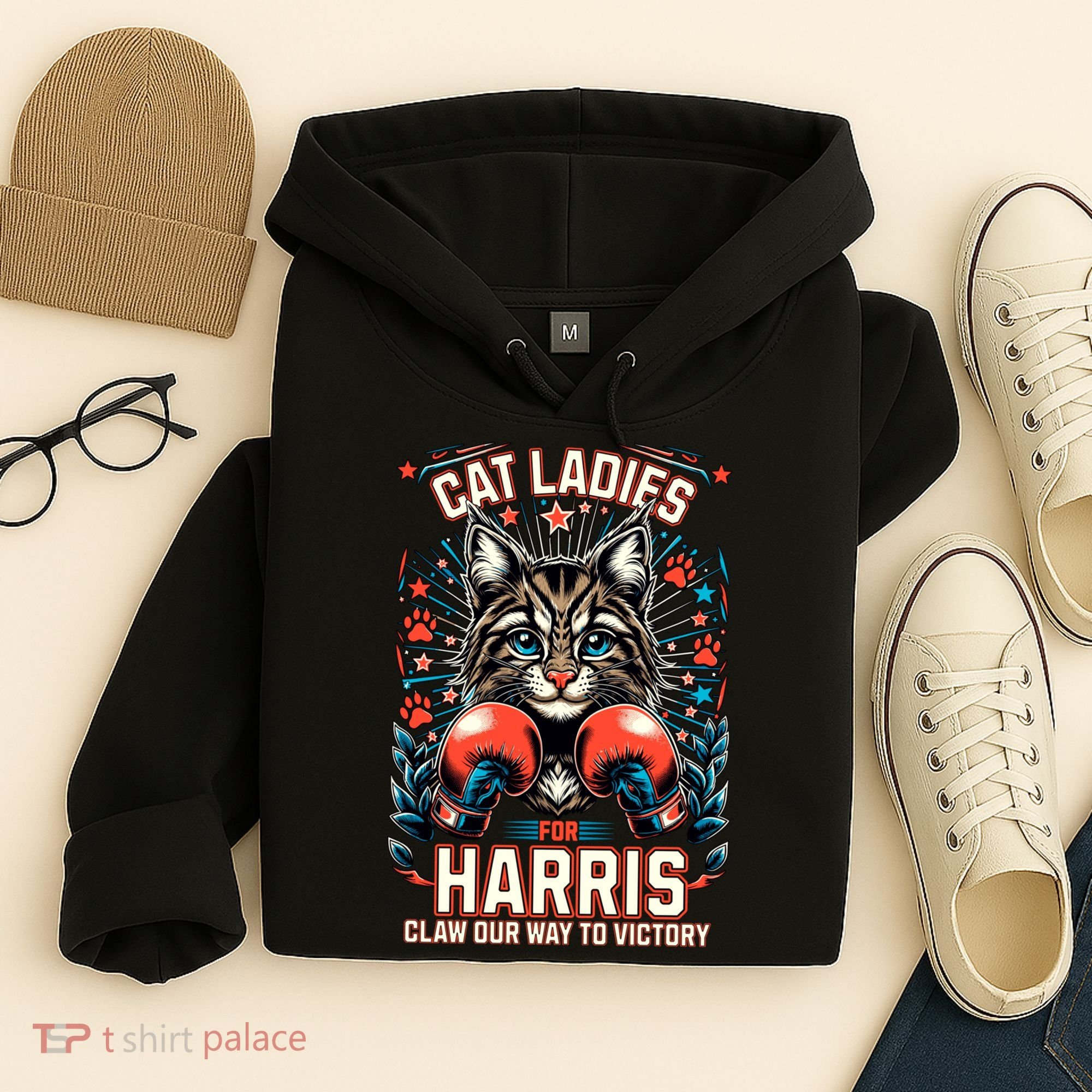 Cat Ladies For Harris For President 2024 Hoodie