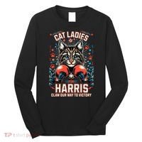 Cat Ladies For Harris For President 2024 Long Sleeve Shirt thumb 0