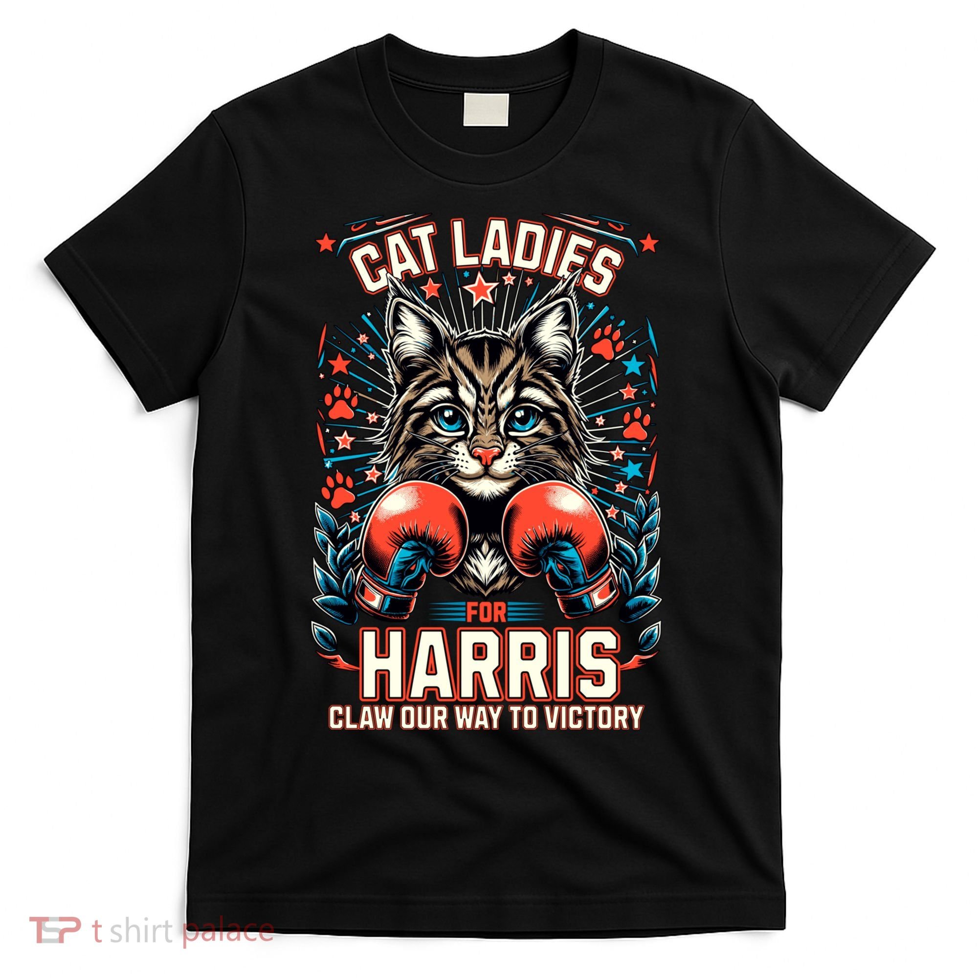 Cat Ladies For Harris For President 2024 T-Shirt