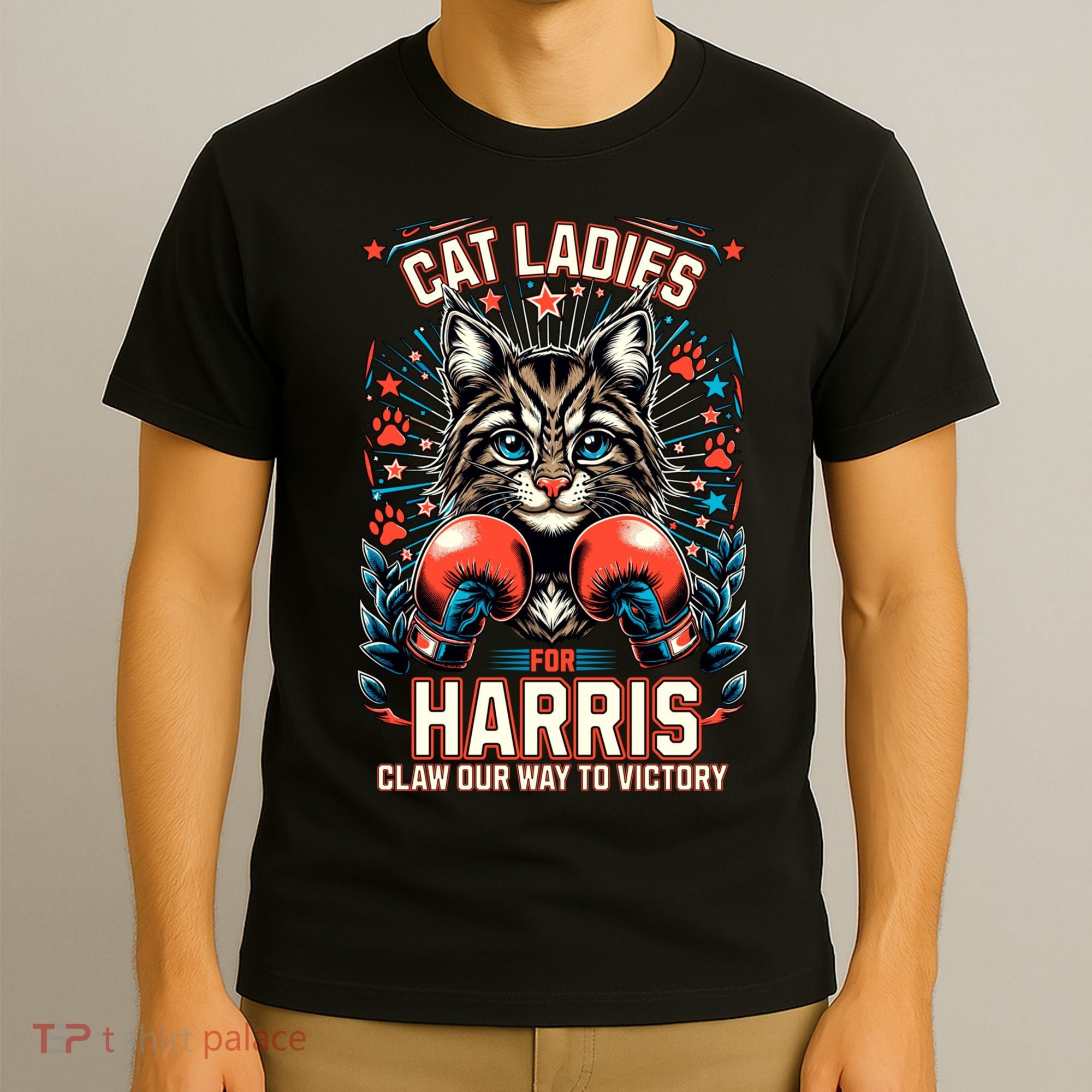 Cat Ladies For Harris For President 2024 T-Shirt