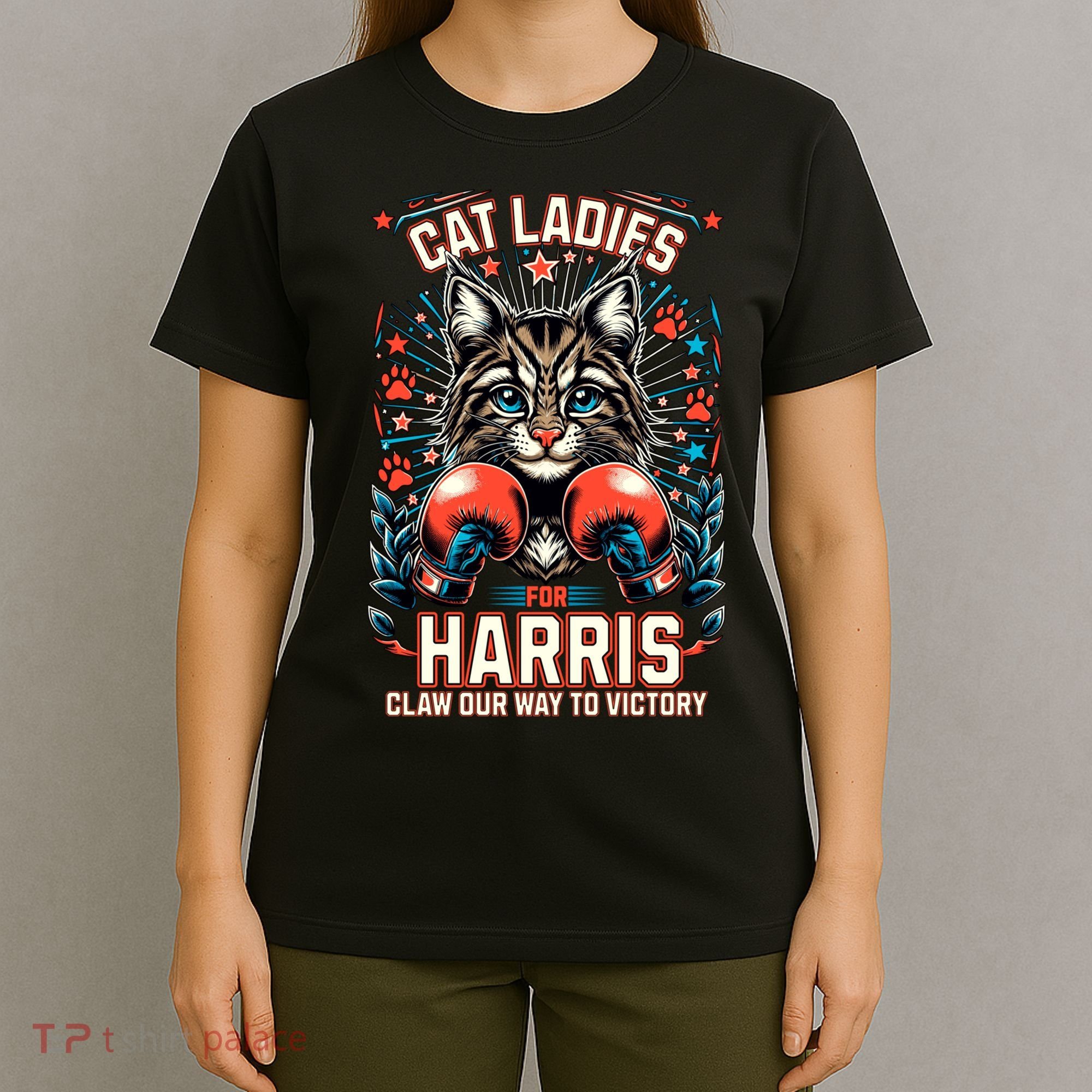 Cat Ladies For Harris For President 2024 T-Shirt