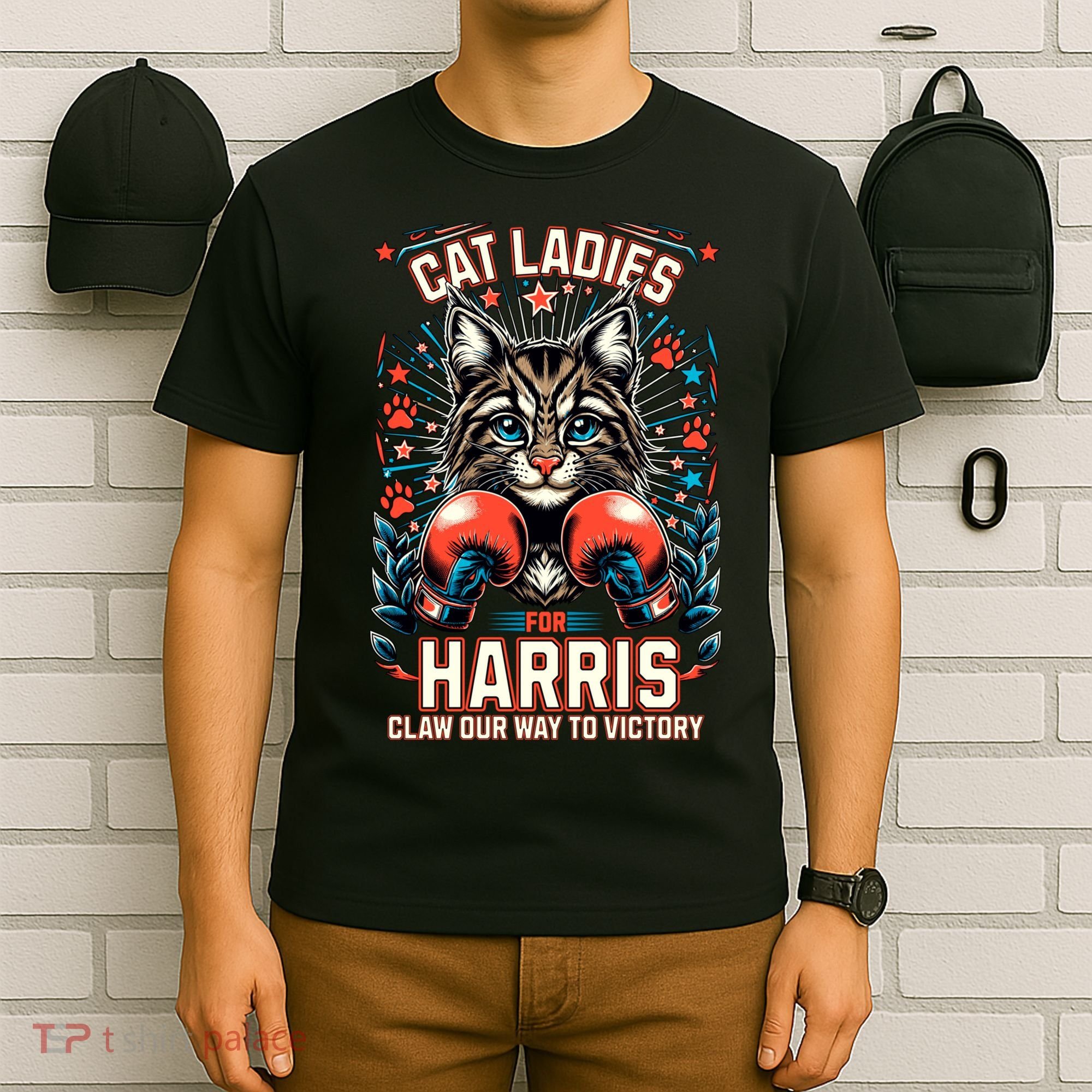 Cat Ladies For Harris For President 2024 T-Shirt