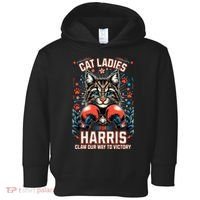 Cat Ladies For Harris For President 2024 Toddler Hoodie thumb 0