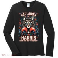 Cat Ladies For Harris For President 2024 Women's Long Sleeve Shirt thumb 0