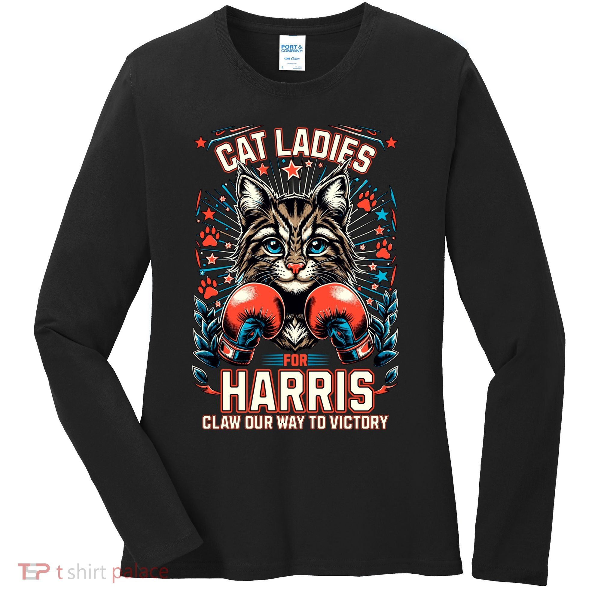 Cat Ladies For Harris For President 2024 Women's Long Sleeve Shirt